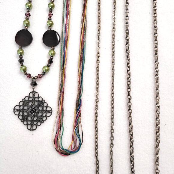 4 Pc Necklace Lot Multicolor Multistrand Chains Retro Y2K Minimalist Normcore - Picture 6 of 9